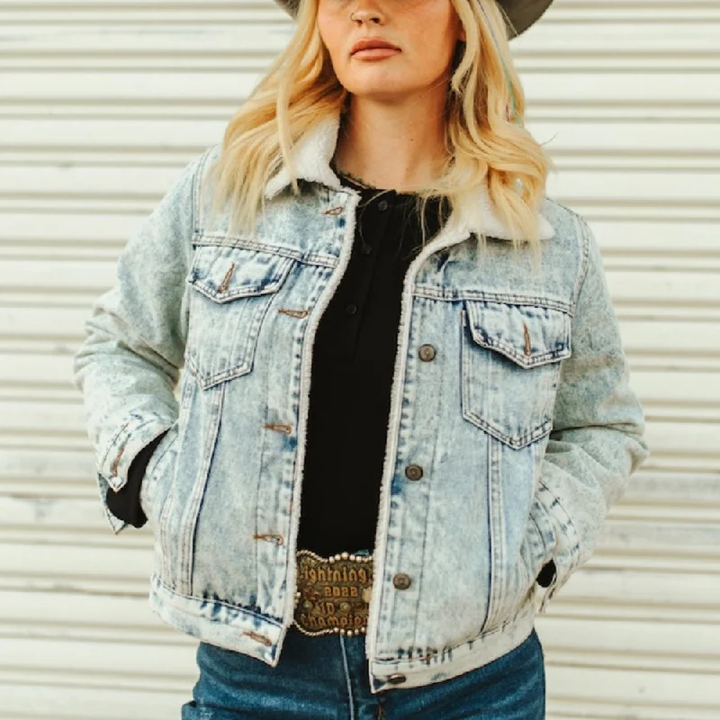 Classic Style Sugar & Lace Womens Stone Wash Denim Jacket - SLJO255-STNW