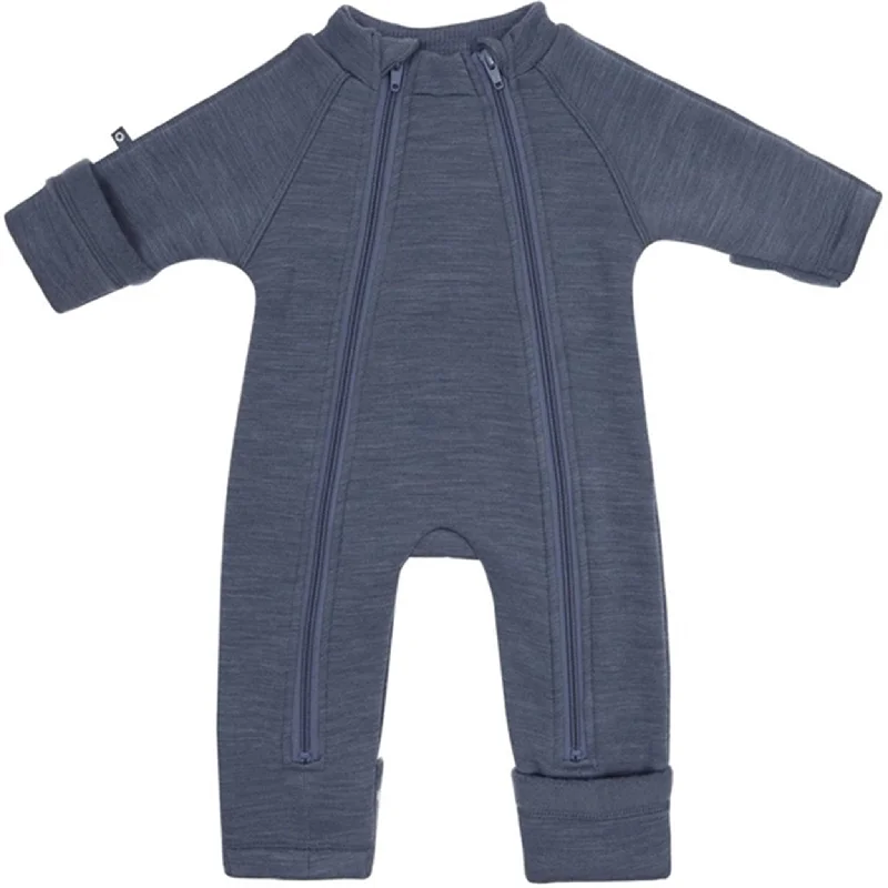 Casual And Casual Smallstuff Wool Onesie with Zipper Denim Melange