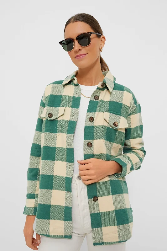 Simple research Green and Cream Buffalo Check Updated Bailey Shacket