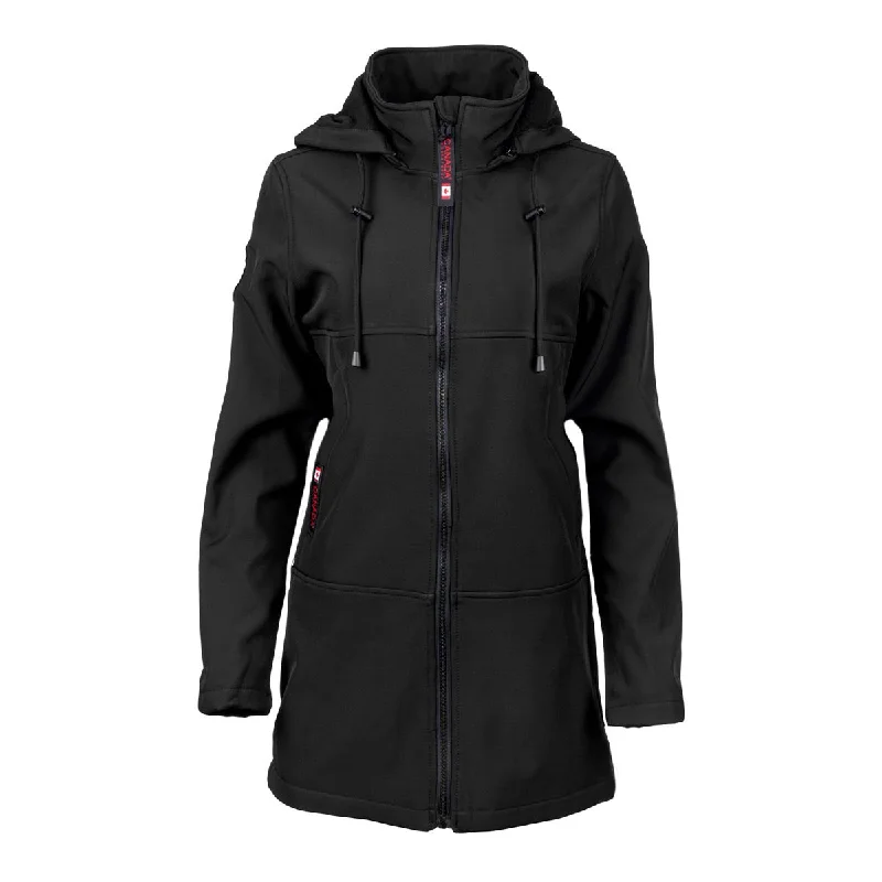 Cozy Layers Canada Weather Gear Women's Long Softshell Jacket with Hood