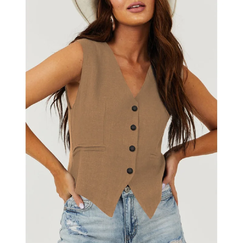 High-end Customization Sugar & Lace Womens Chestnut Suit Vest - SL853351-P2017