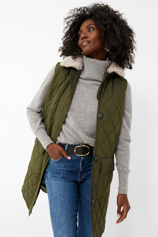 Slightly Flared Design Olive Zander Gilet