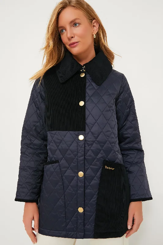 Relaxed Fit Navy Reeth Quilted Jacket