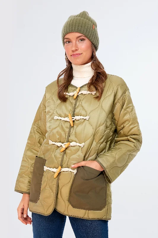 Double-sided Wear Olive Padded Toggle Button Jacket