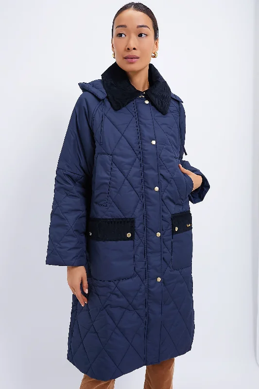 Stunning Fashion Navy Cookston Quilted Coat