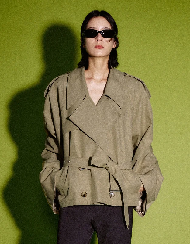 Youthful Style Raglan Sleeve Skater Trench Coat