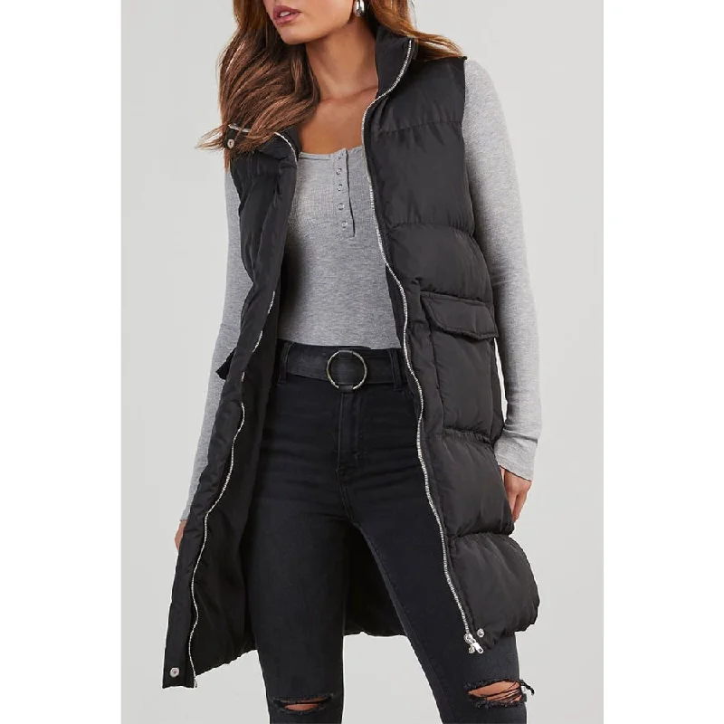 High Street Design Sugar & Lace Womens Black Longline Vest - SL853326-P2