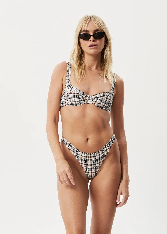 Comfortable Dresses AFENDS Womens Check Out - Check Bikini Top - Moonbeam Check