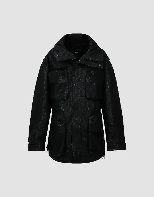 Soft Wear Multi-Pocket Stand Collar Straight Coat