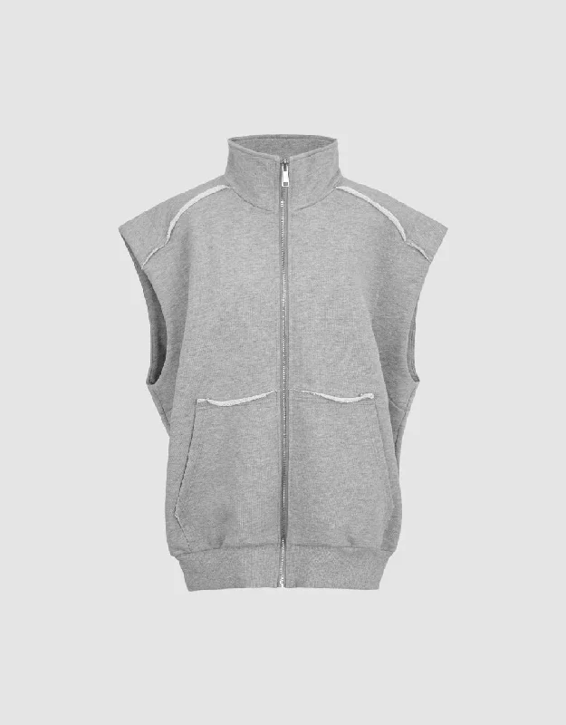 Sports fitness shoes Zipper Front Stand Collar Waistcoat