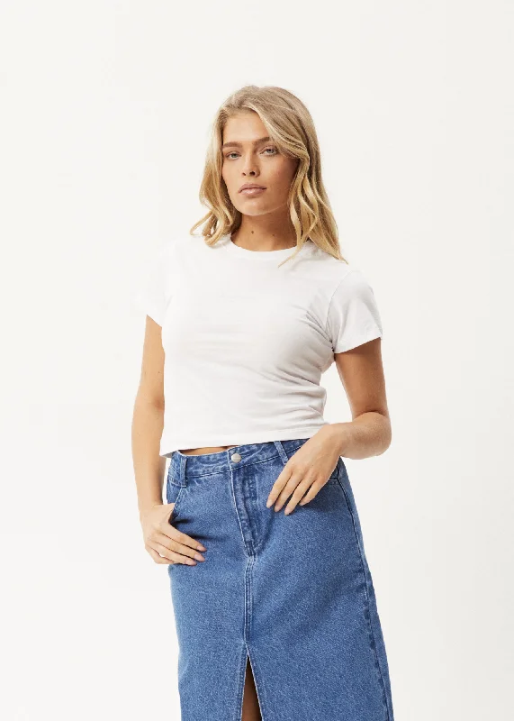 Letter embroidery AFENDS Womens Jodi - Baby T-Shirt - White