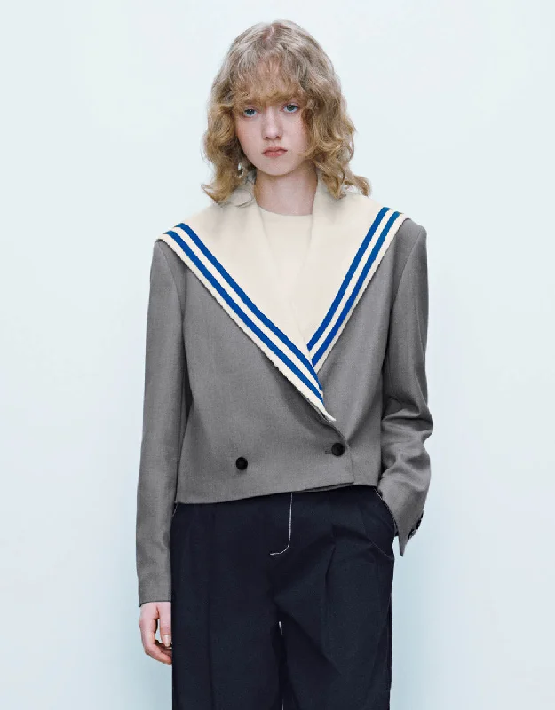 British Fashion Sailor Collar Neck Blazer
