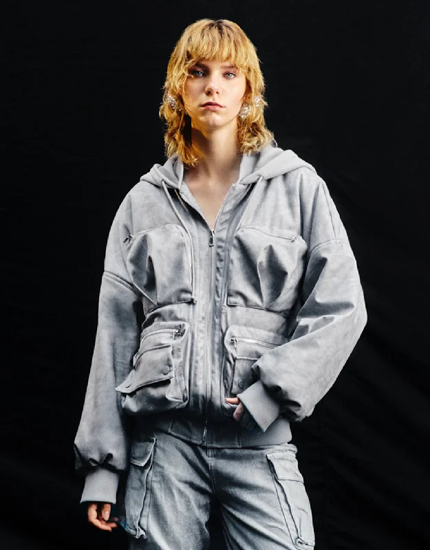 Cozy Pants Zipper Front Hooded Padded Coat