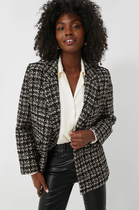 Classic Retro Tan and Black Tweed Madeleine Blazer