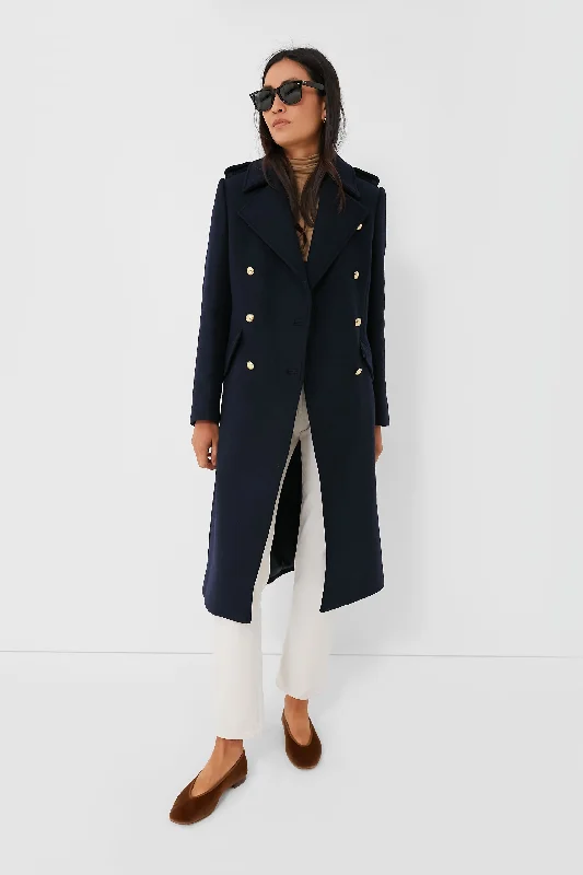 Breathable Comfort Navy Inverraray Wool Coat
