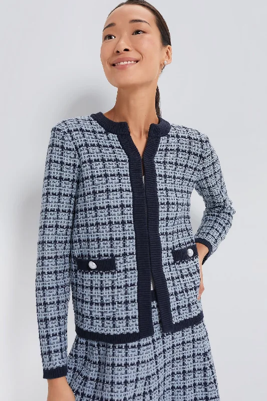 Sports Functional Style Light Chambray Braided Knit Jacket