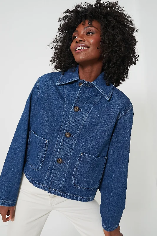 Fashionable And Versatile Wills Wash Rigid Denim Cropped Denim Jacket