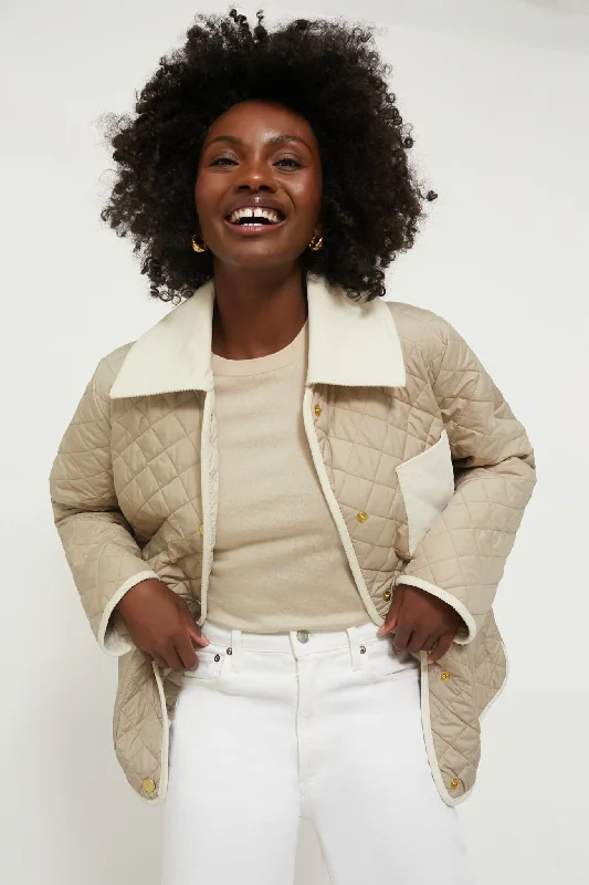 Fresh And Elegant Light Sand Fleur Quilted Jacket