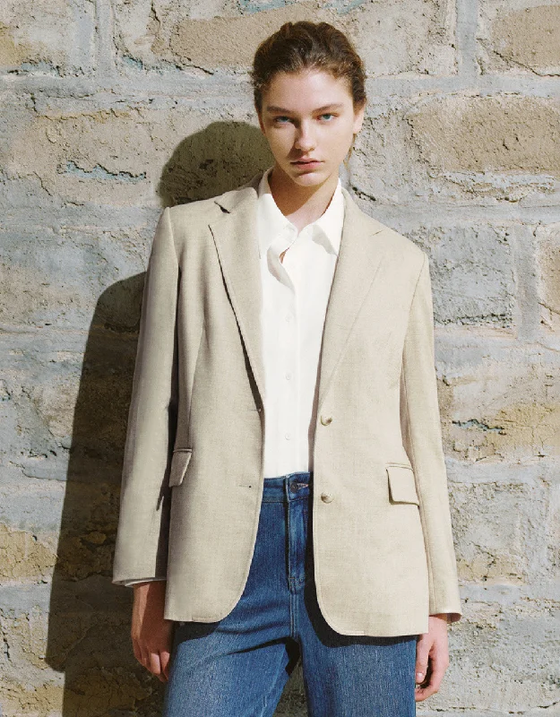 Comfortable And Simple Notch Lapel Tailored Blazer