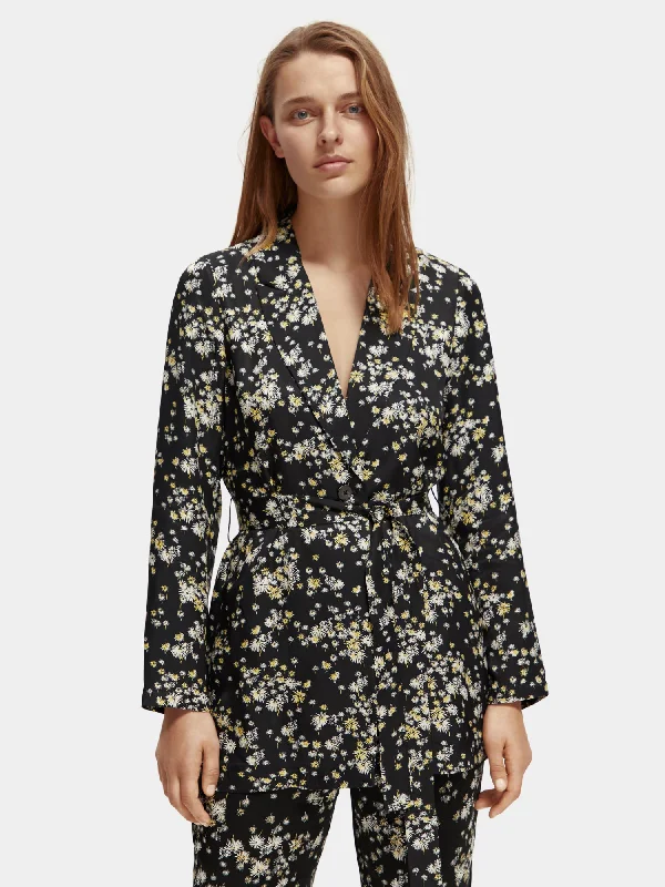 Free And Casual Printed drapey blazer