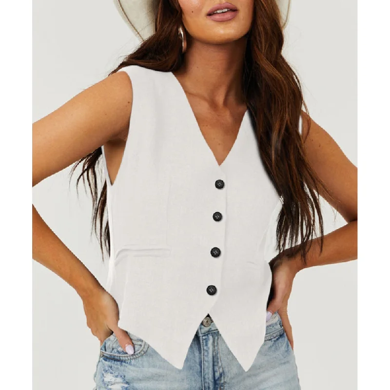 Must-have For Autumn And Winter Sugar & Lace Womens White Suit Vest - SL853351-P1