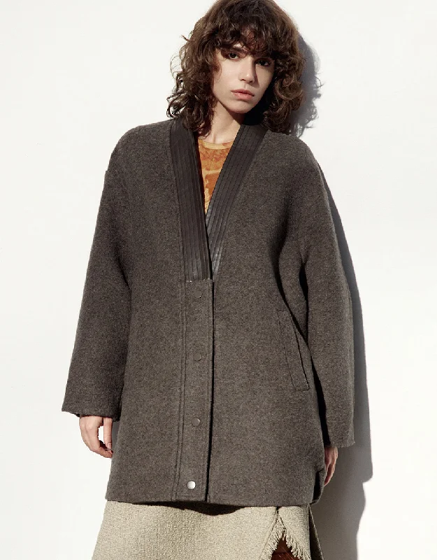 Warm Comfort V-Neck Straight Longline Coat