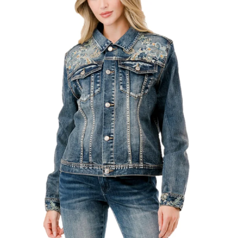 Classic Color Grace in L.A. Womens Denim Floral Jacket - TE81712