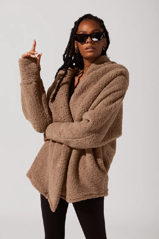 Classic Choice POPFLEX® Faux Sherpa Cocoon Coat - Teddy Bear Brown