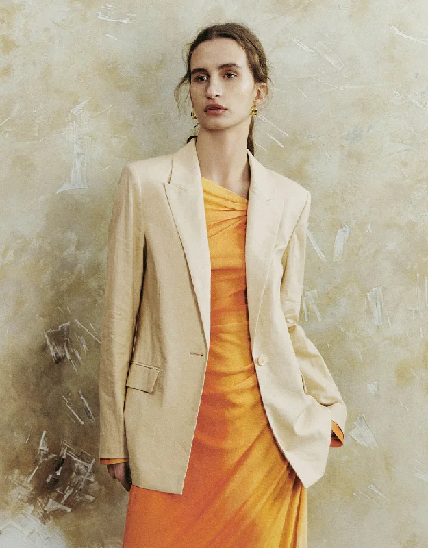 Comfortable Series Peak Lapel V-Neck A-Line Blazer