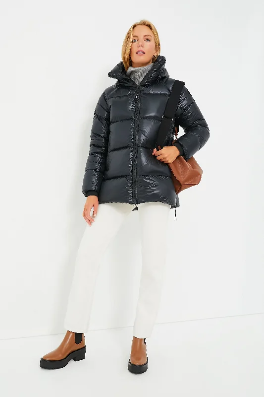 Floral Prints Black Noir Black Disc Cypress Puffer