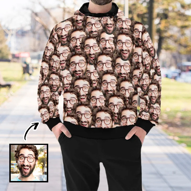 High-end atmosphere High Neck Pullover Hoodie Custom Seamless Face Hoodie for Men