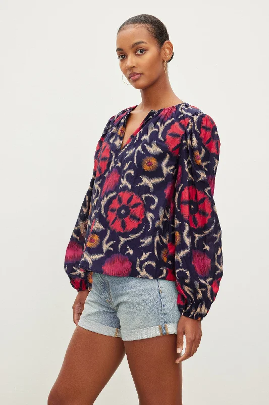 Breathable Comfort FRASER PRINTED SILK COTTON VOILE TOP