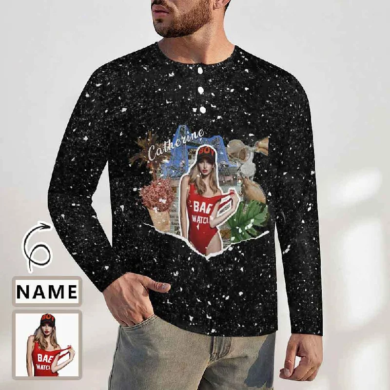 Classic Choice Men's Long-Sleeve Henley Shirt Custom Photo&Name Slim-Fit Cotton T-Shirt Tee Top Classic Choice Men's Long-Sleeve Henley Shirt Custom Photo&Name Slim-Fit Cotton T-Shirt Tee Top