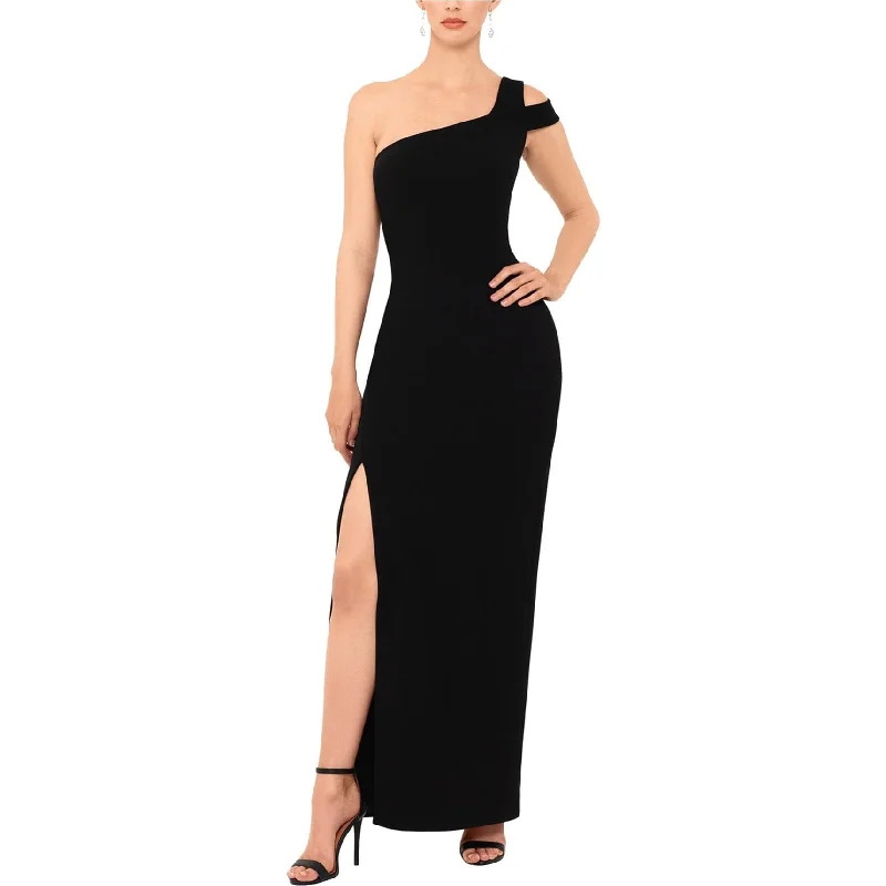 Cozy Outerwear Betsy & Adam Womens Solid Gown One Shoulder Dress