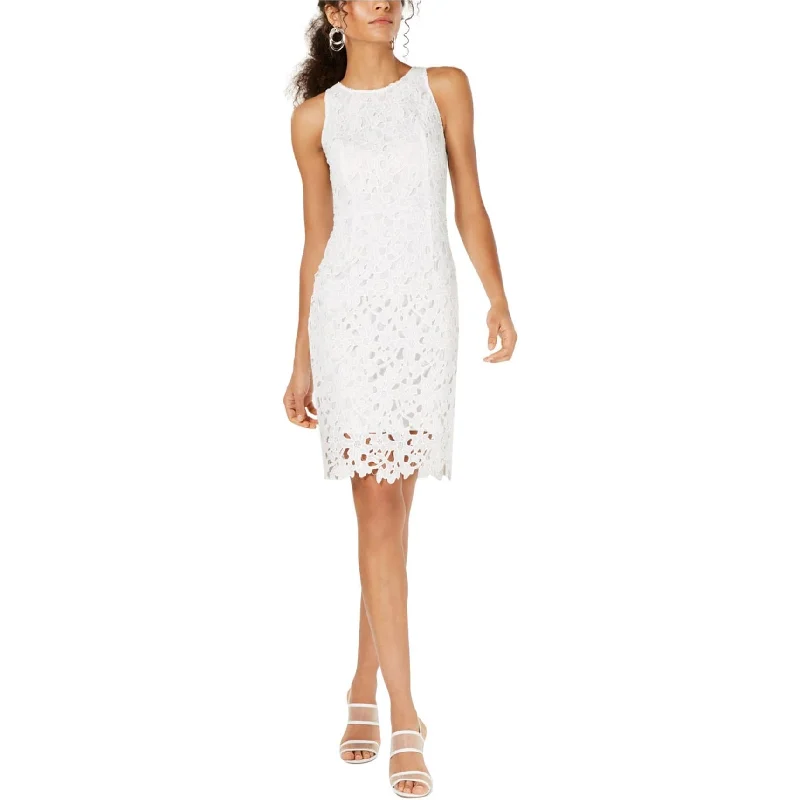 French Style bar III Womens Sleeveless Lace Sheath Dress, White, 6