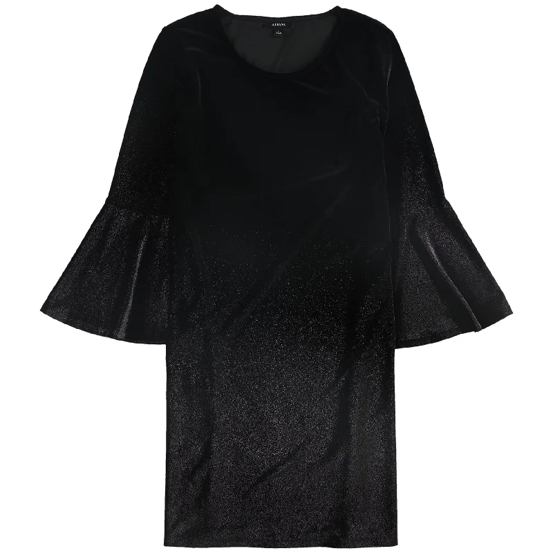 Embroidered Letters Alfani Womens Foil Velvet A-Line Dress