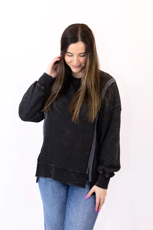 Retro Fashion Lucca Oversized Crewneck | Black