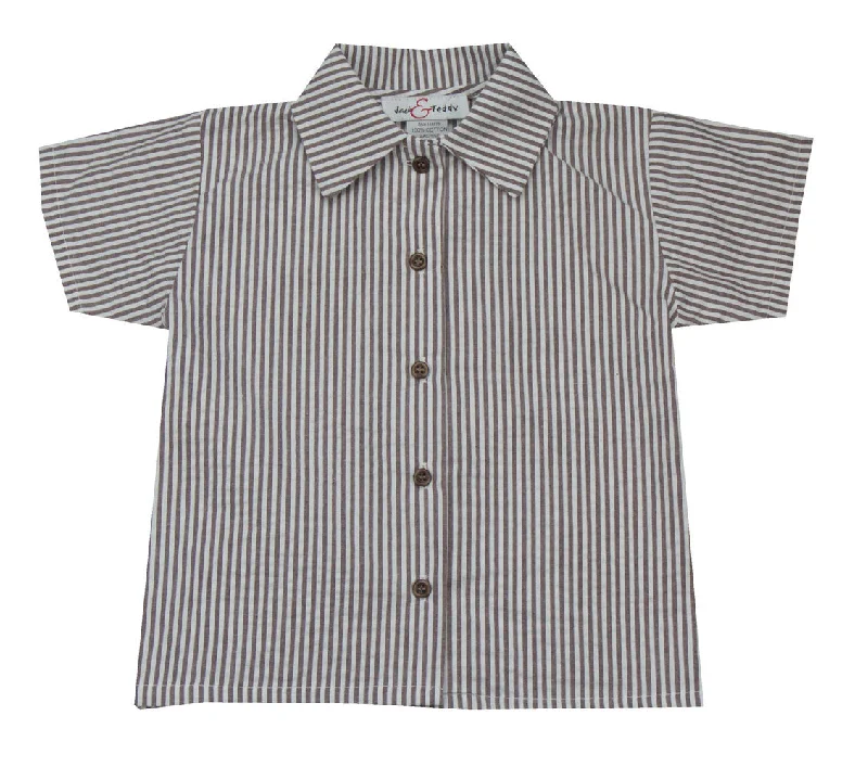 New Season Series Jack & Teddy Brown Seersucker Shirt