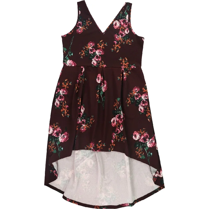Fresh And Natural 24seven Womens Floral High-Low Dress, Red, 2X