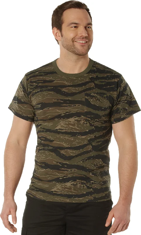 Cozy Vibes Tiger Stripe Camo Moisture Wicking Pocket T-Shirt