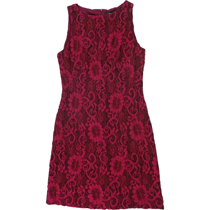 High-end Design Ralph Lauren Womens Emroidered Lace Sheath Dress, Pink, 8