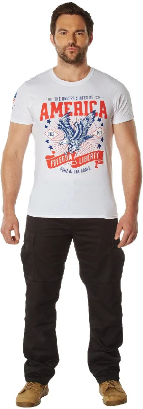 Retro Stripes White Freedom & Liberty Patriotic T-Shirt