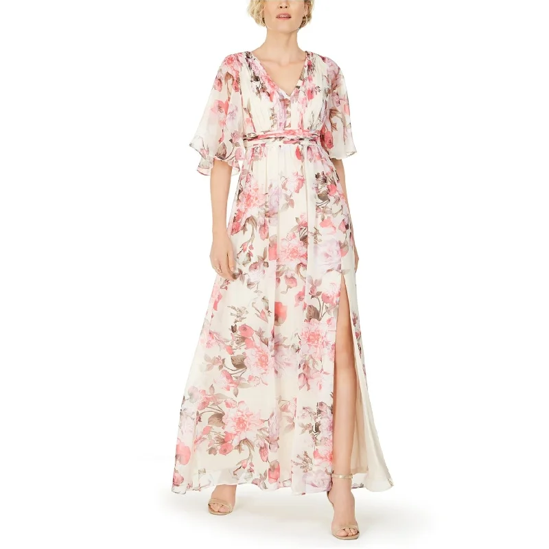 Bright Colors Adrianna Papell Womens Floral Gown Dress