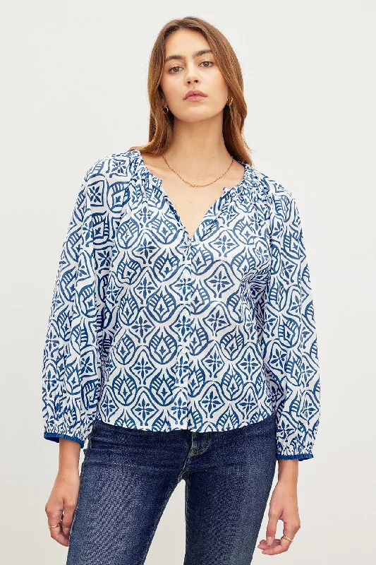 Personalized Design MARIAN PRINTED BUTTON FRONT TOP