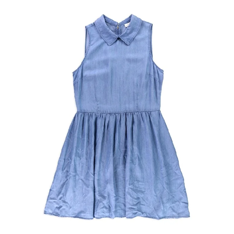 Fresh And Simple maison Jules Womens Fit And Flare A-line Tank Top Dress, Blue, Medium