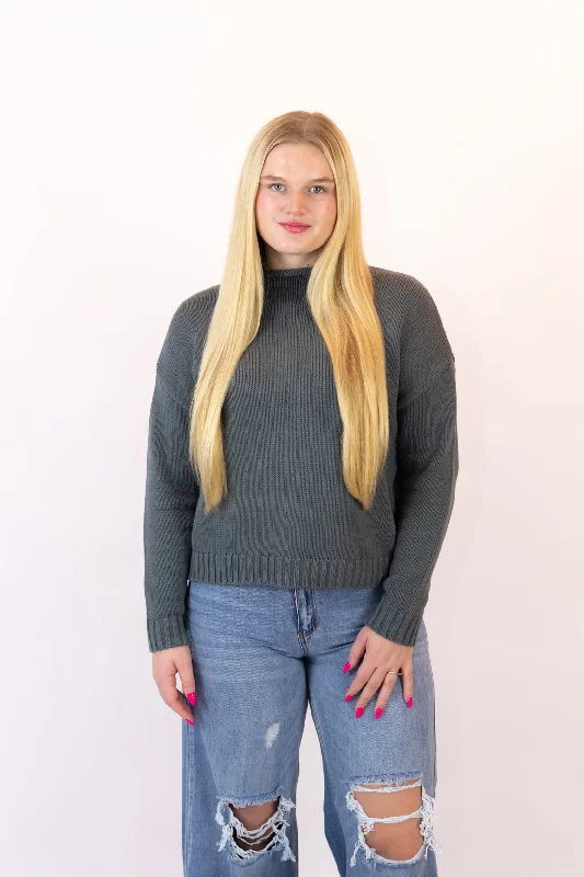 Fashion Selection Kira Mock Neck Sweater | Steel Blue