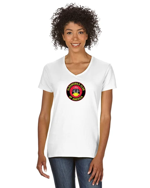 Retro Design OCA Oldsmobile Club of America Ladies Short sleeve V-neck Gildan T-shirt