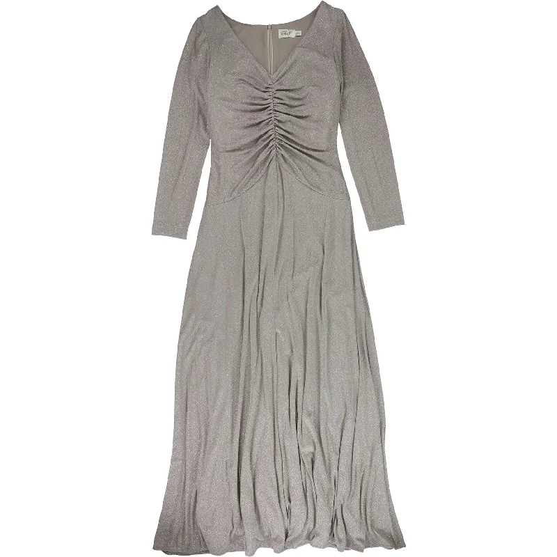 Street Show-off Style Eliza J Womens Ruched Gown Dress, Beige, 12