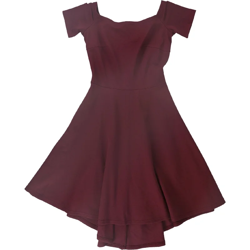 Street Personality Style Sarin Mathews Womens Skater Off-Shoulder Dress, Red, X-Small