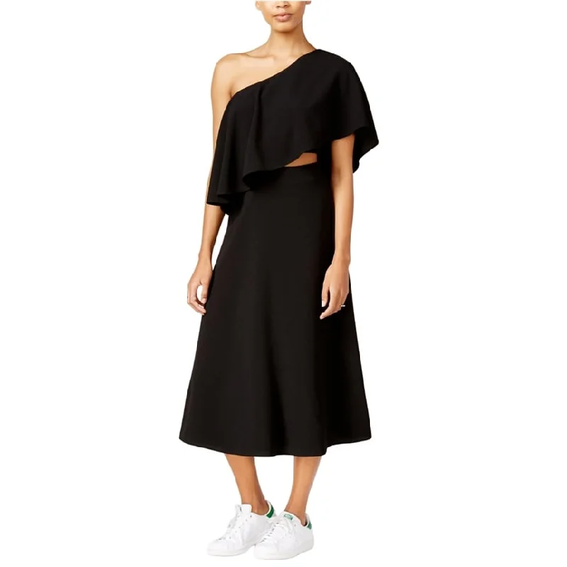 High-end Fashion Rachel Roy Womens Flounce Midi One Shoulder Dress